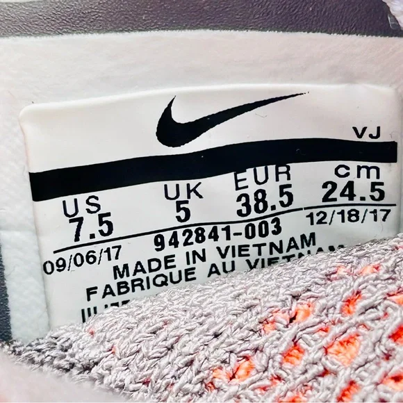 Nike shoes Free RN Motion Flyknit Running Shoes gray and orange Women Size 7.5 - Picture 2 of 10